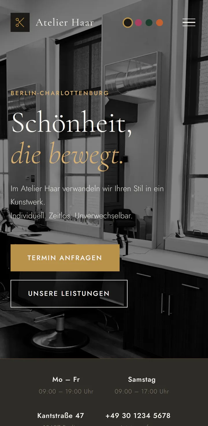 Mobilansicht der Webseite Atelier Haar