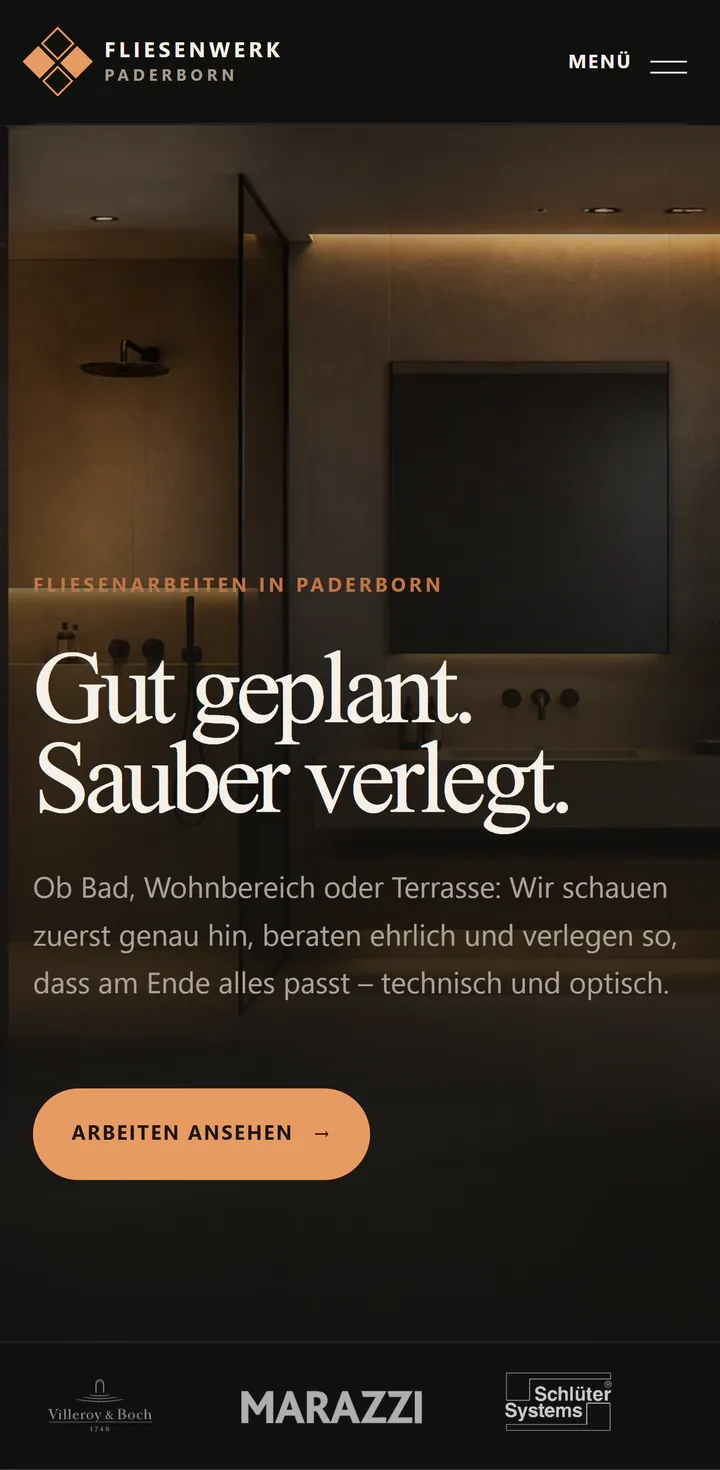 Mobilansicht der Webseite Fliesenwerk Paderborn