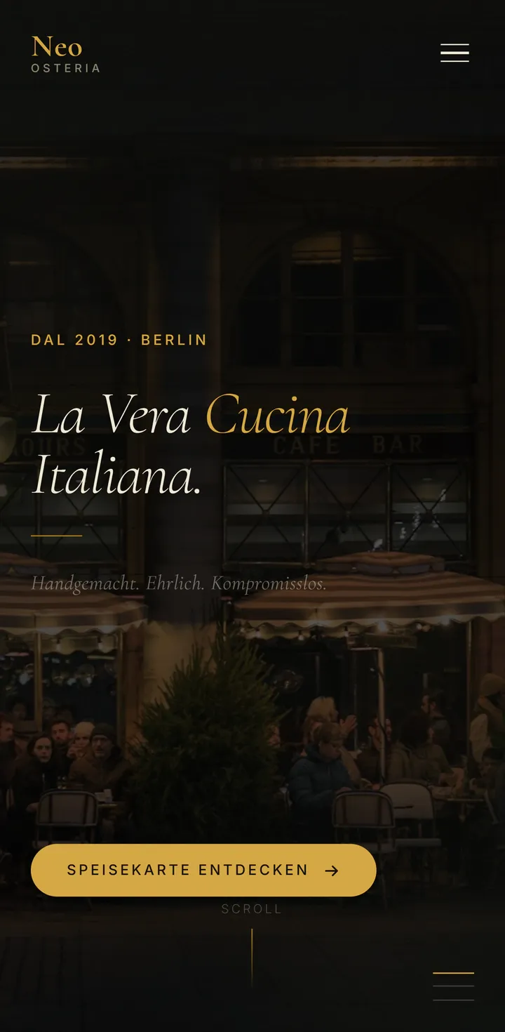 Mobilansicht der Webseite Neo Osteria